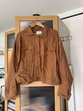 Old Navy Brown Linen-Blend Cropped Utility Jacket for Women